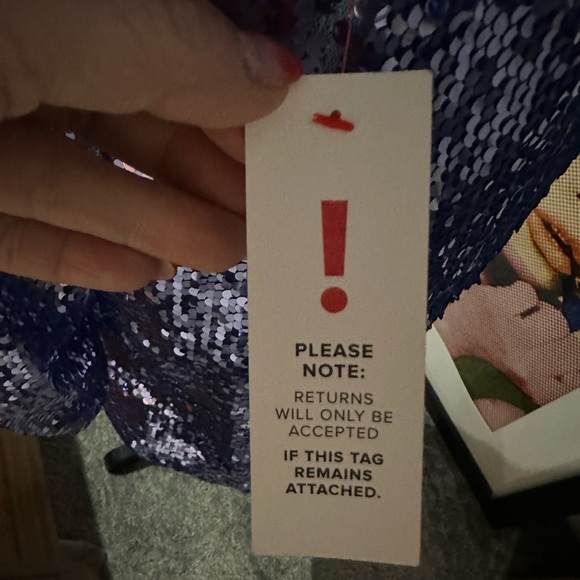 BARDOT One long sleeve Blue Sequin Party Dress - Picture 5 of 12